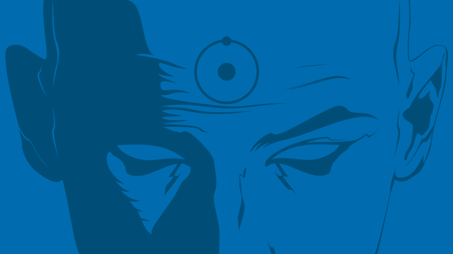Man blue background strange eye #3 free wallpaper - medium preview image