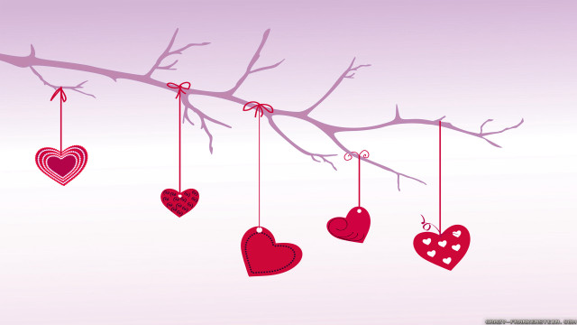 Branch hearts hanging bow end free wallpaper - medium preview image