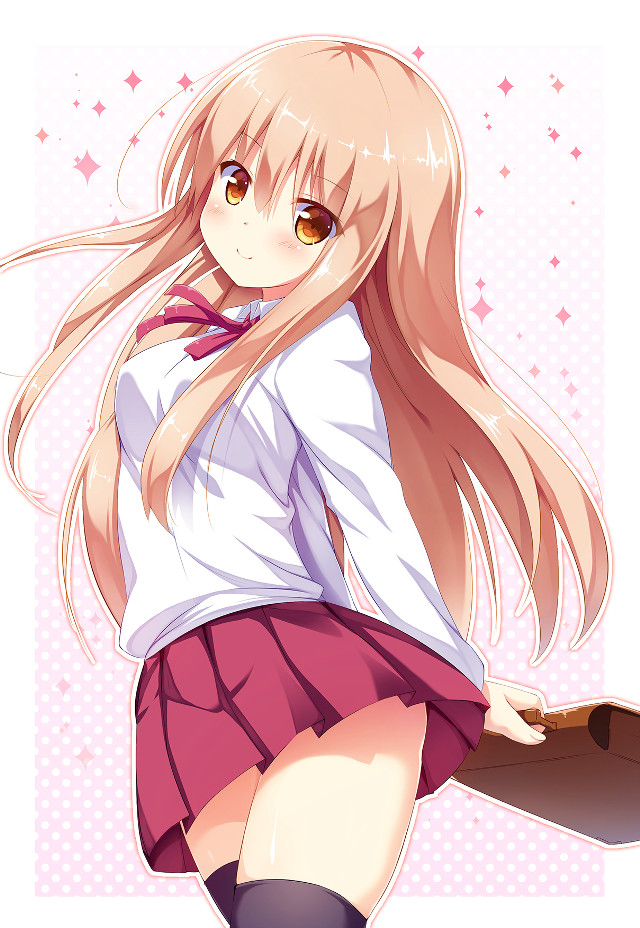 Long hair girl pink background free wallpaper - medium preview image