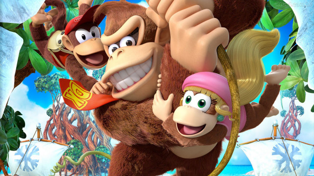 Monkey cartoon scene banana holding free wallpaper - medium preview image