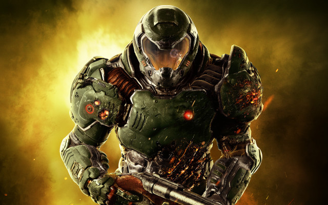 Man green suit gun flames free wallpaper - medium preview image