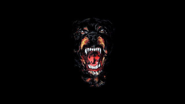 Black dog red mouth black free wallpaper - medium preview image