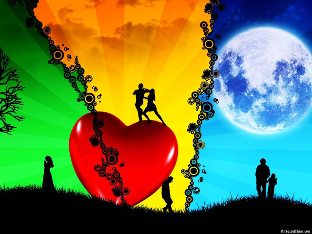 Couple heart balloon full moon free wallpaper - medium preview image