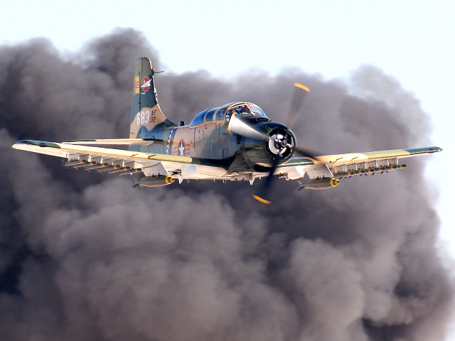 Plane flying smoke sky trail free wallpaper - medium preview image