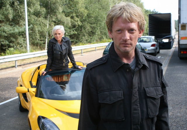 Man yellow sports car road free wallpaper - medium preview image