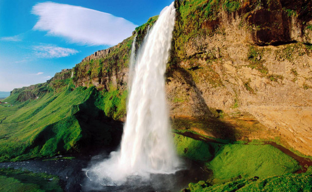 Waterfall green valley river blue free wallpaper - medium preview image