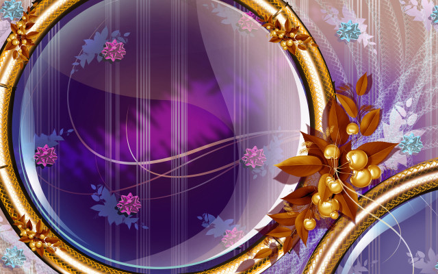 Purple gold frame flowers cloisonnism free wallpaper - medium preview image