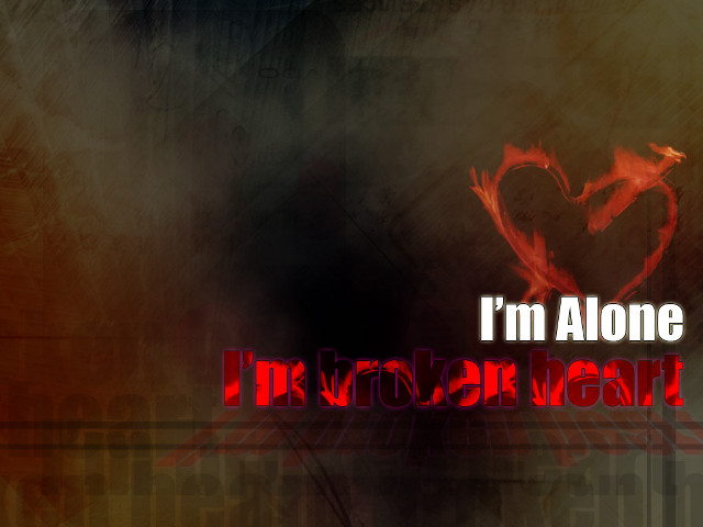 Red heart im alone black free wallpaper - medium preview image