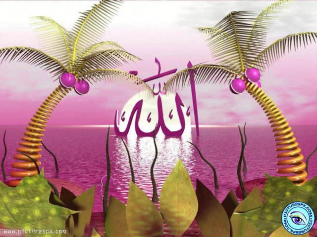 Pink purple landscape palm trees free wallpaper - medium preview image