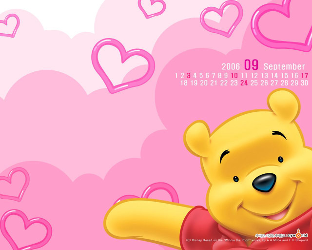 Winnie the pooh hearts pink #2 free wallpaper - medium preview image