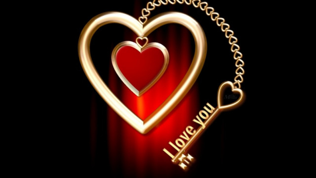 Heart key love you gold #2 free wallpaper - medium preview image