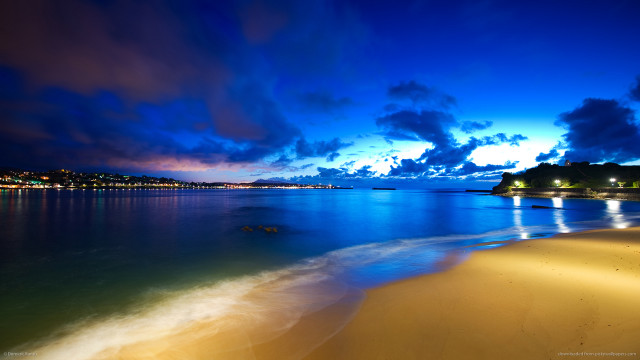 Beach water city night clouds #4 free wallpaper - medium preview image