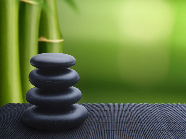 Stack rocks bamboo mat trees free wallpaper - medium preview image