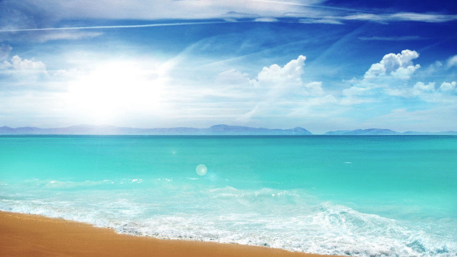 Beach blue sky water clouds free wallpaper - medium preview image