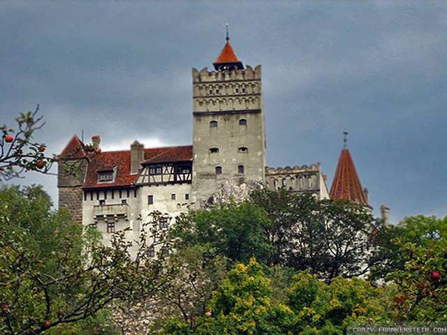 Castle clock tower trees bushes free wallpaper - medium preview image