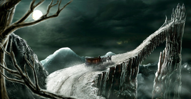 Train snowy mountain night full free wallpaper - medium preview image