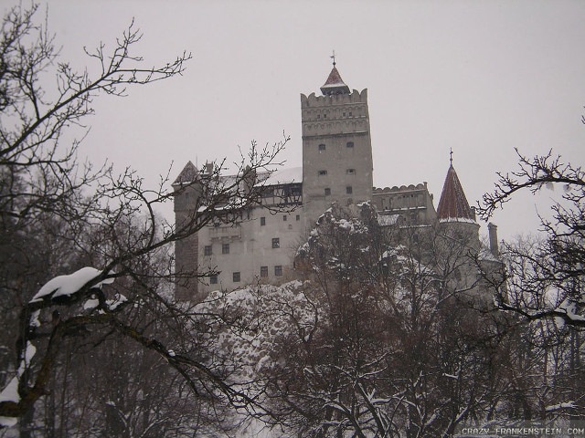 Castle clocktower snowy forest gothic free wallpaper - medium preview image