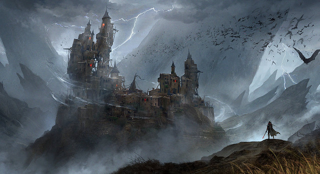 Castle mountain man storm top free wallpaper - medium preview image