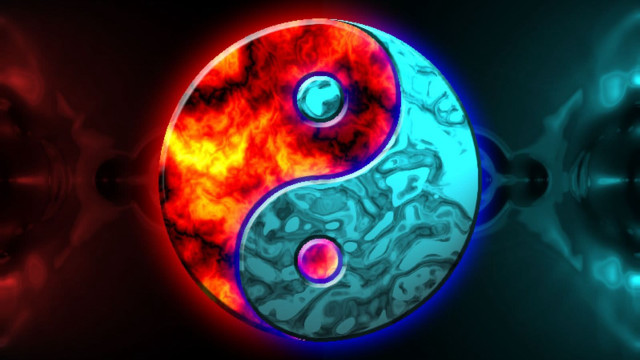 Yin yang red blue black free wallpaper - medium preview image