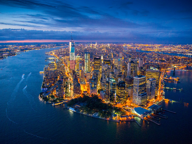 City night lights boat water free wallpaper - medium preview image