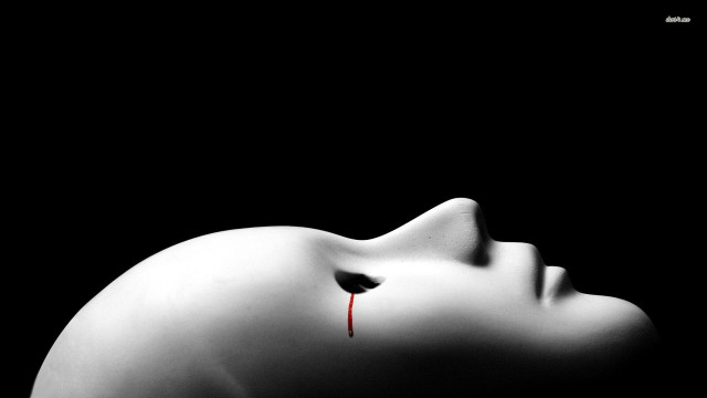 Woman bleeding eye black background free wallpaper - medium preview image