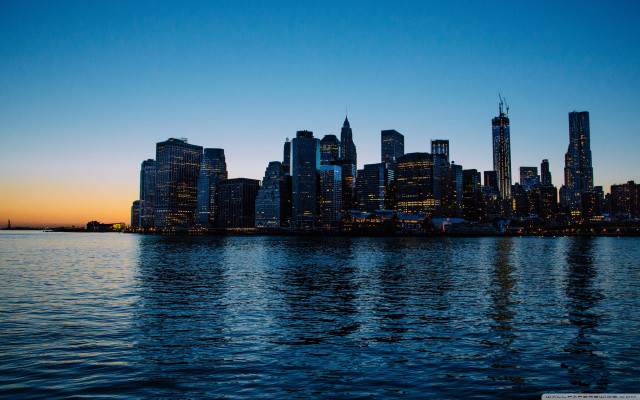 City skyline sunset water boat #2 free wallpaper - medium preview image