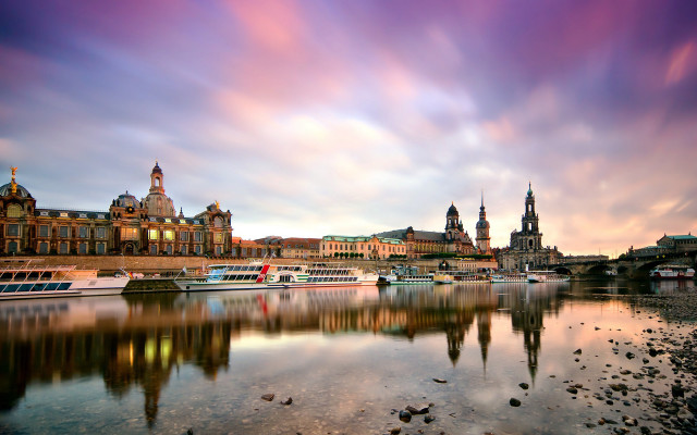 River boats building clouds sky free wallpaper - medium preview image