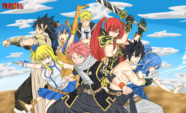 Anime characters group sky background #3 free wallpaper - medium preview image