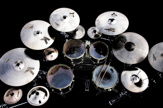 Drum set black background white free wallpaper - medium preview image