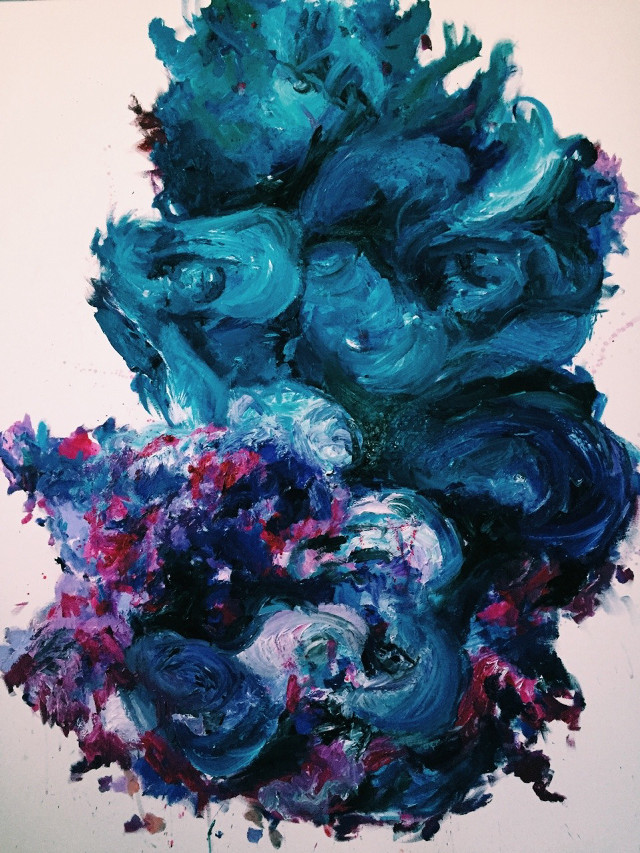 Blue purple flowers abstract brush free wallpaper - medium preview image