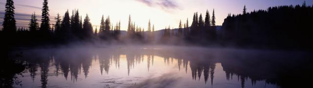 Lake trees fog sunset mountain free wallpaper - medium preview image