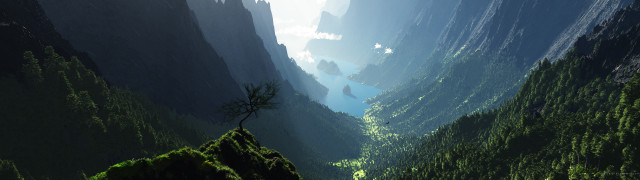 Mountain valley tree river nature #3 free wallpaper - medium preview image