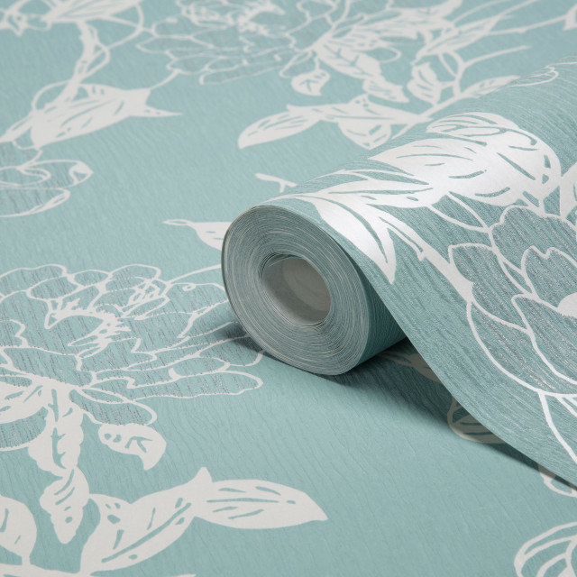 Blue floral wallpaper white flower free wallpaper - medium preview image