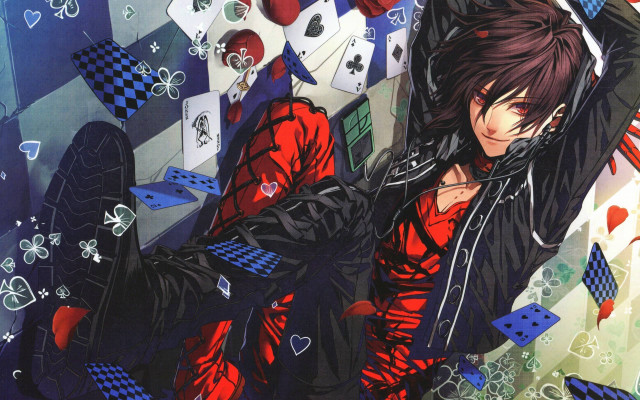 Woman red black outfit cards free wallpaper - medium preview image