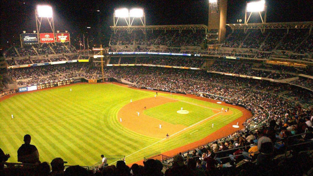 Baseball stadium night crowd watching free wallpaper - medium preview image