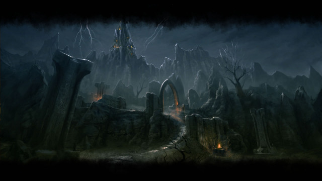 Dark fantasy landscape path castle free wallpaper - medium preview image