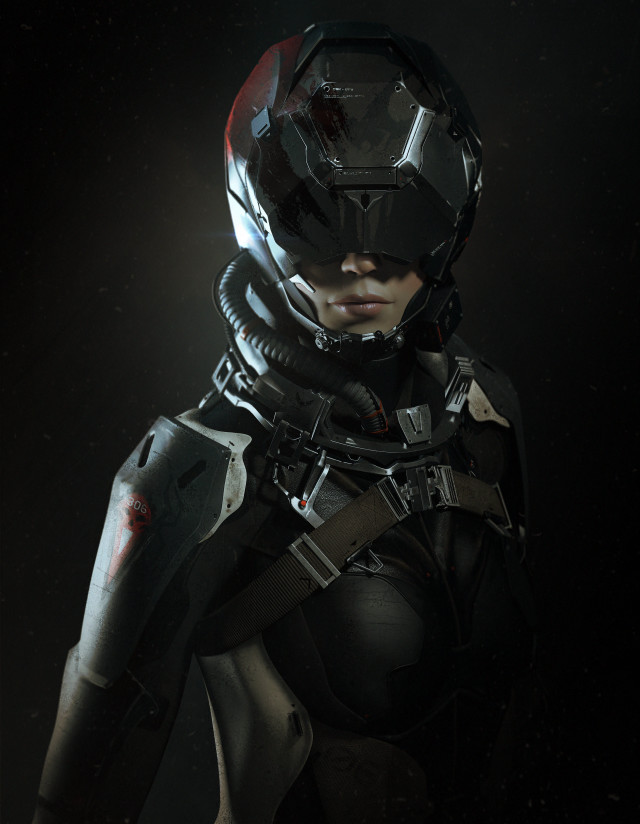 Futuristic woman armor helmet goggles free wallpaper - medium preview image