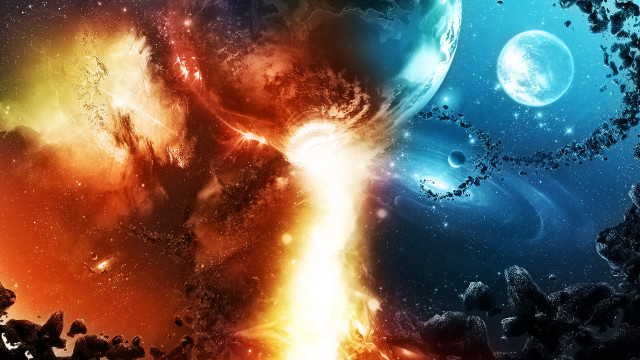Colorful space scene explosion rocks free wallpaper - medium preview image