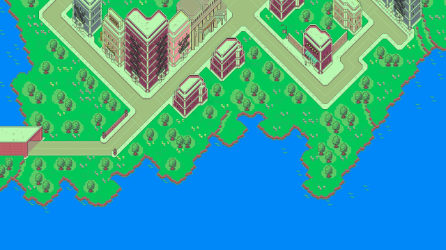 City map trees buildings red free wallpaper - medium preview image
