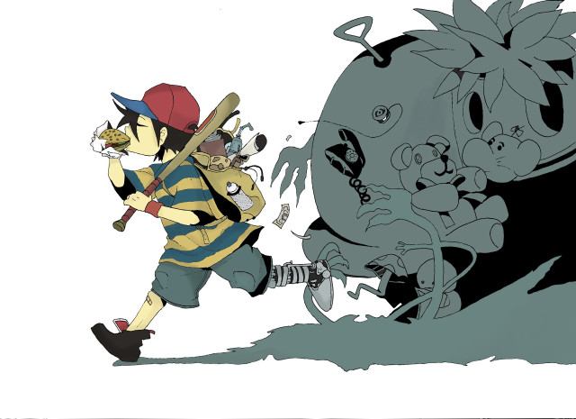 Cartoon man baseball bat cat free wallpaper - medium preview image