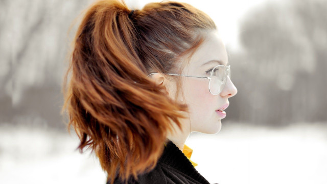 Woman glasses black jacket snow free wallpaper - medium preview image