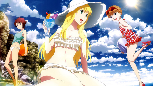 Beach bathing suits women hats free wallpaper - medium preview image