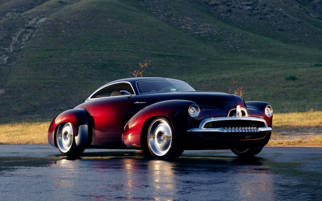 Red black car wet road #2 free wallpaper - medium preview image