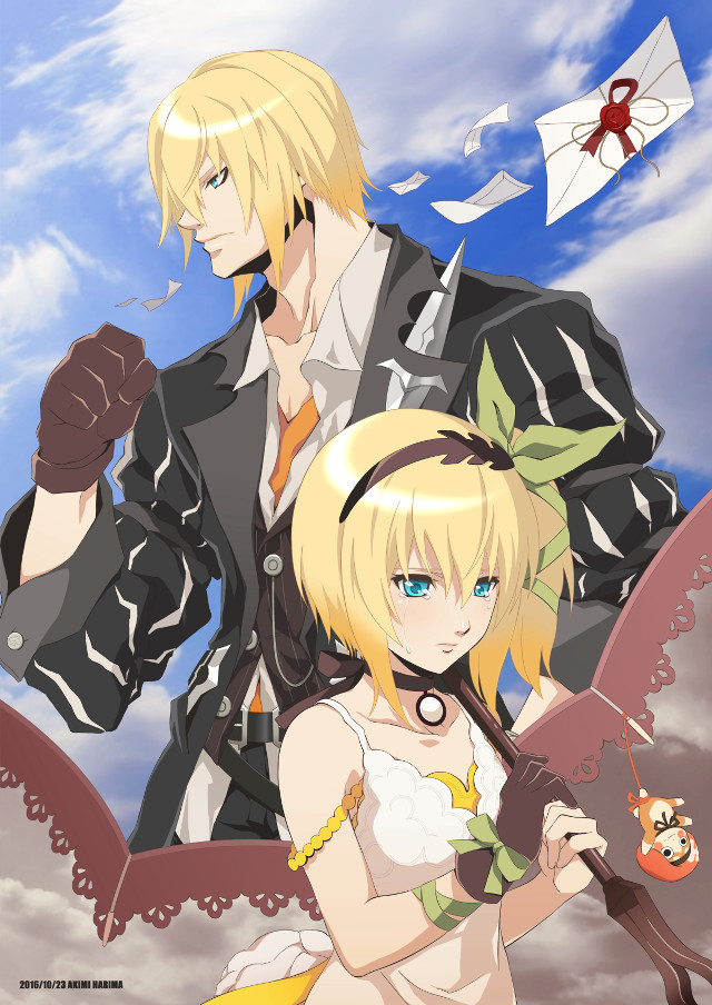 Anime couple cloudy kite sky free wallpaper - medium preview image