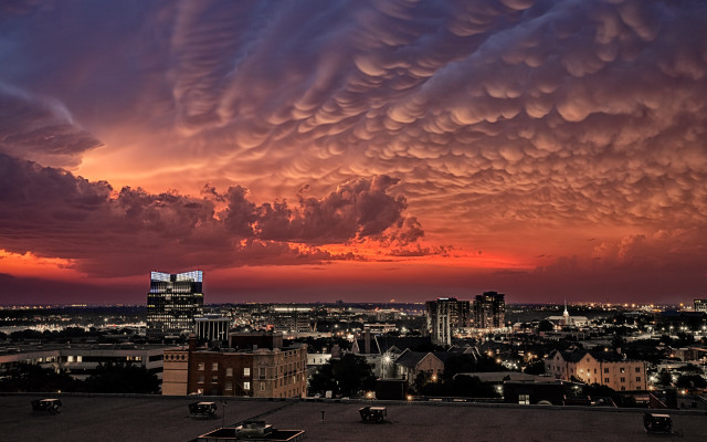 Colorful sky clouds buildings night free wallpaper - medium preview image