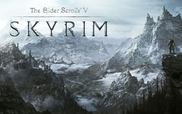 Man standing mountain range skyrim free wallpaper - medium preview image