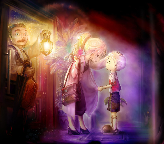 Woman child door light man free wallpaper - medium preview image
