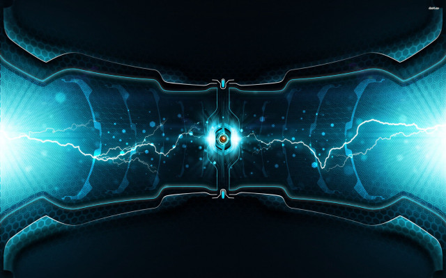 Futuristic blue lightning black background free wallpaper - medium preview image