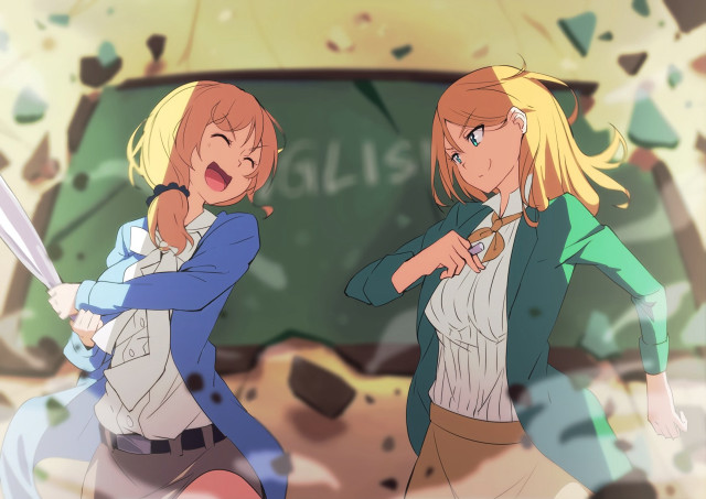 Anime girls baseball bats graffiti free wallpaper - medium preview image