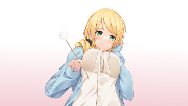 Woman blue jacket white flower free wallpaper - medium preview image